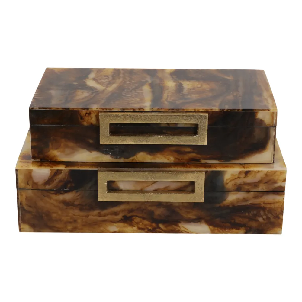 BYRONFIELD SET OF 2 BROWN BOXES 3 (IN)