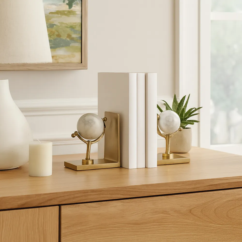 NELSONVALE SET OF 2 GOLD DECOR 7 (IN)
