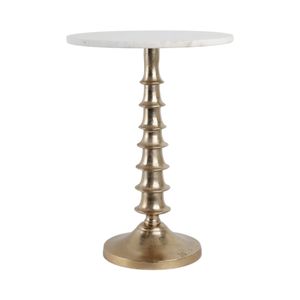 22X16" LAYERED LILYPAD ACCENT TABLE, WHITE/GOLD 4