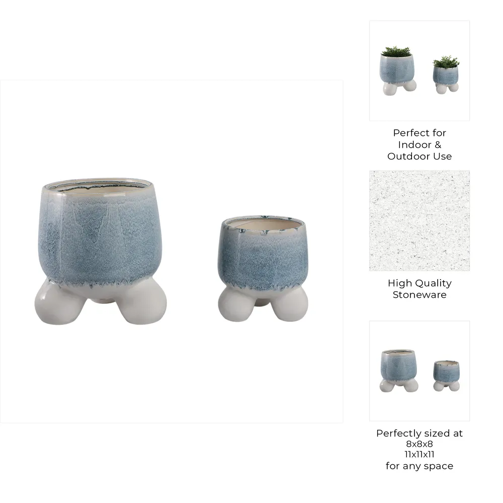 GALESHAW SET OF 2 BLUE PLANTER 11 (IN)