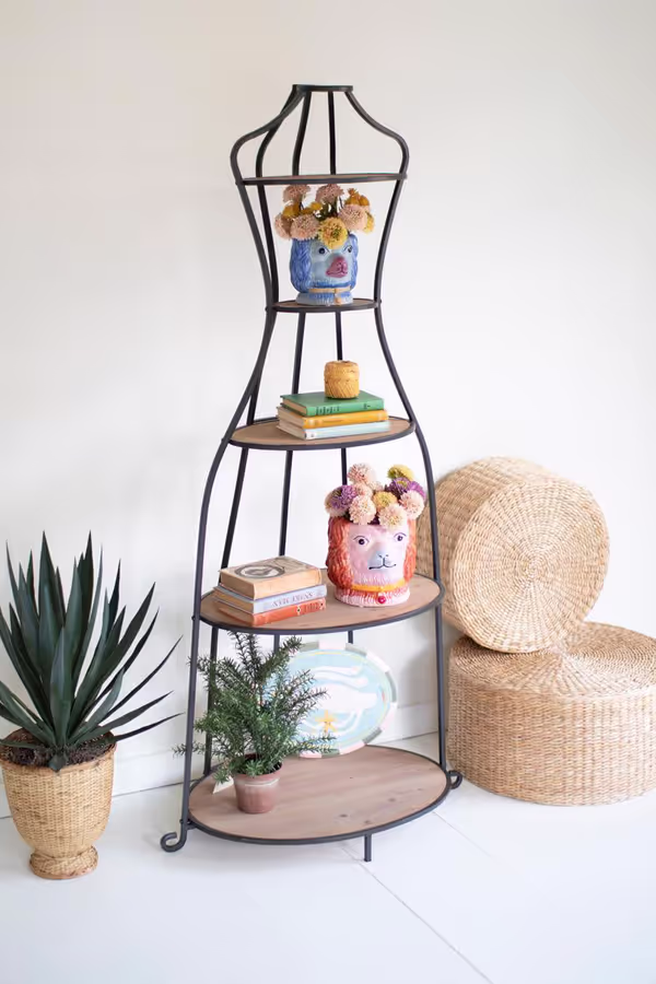 Metal and Wood Mannequin with Shelves
