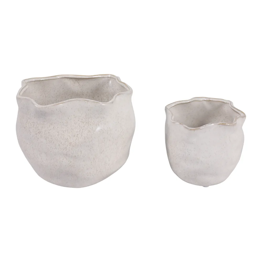 DRAPERSTONE SET OF 2 IVORY PLANTER 6 (IN)