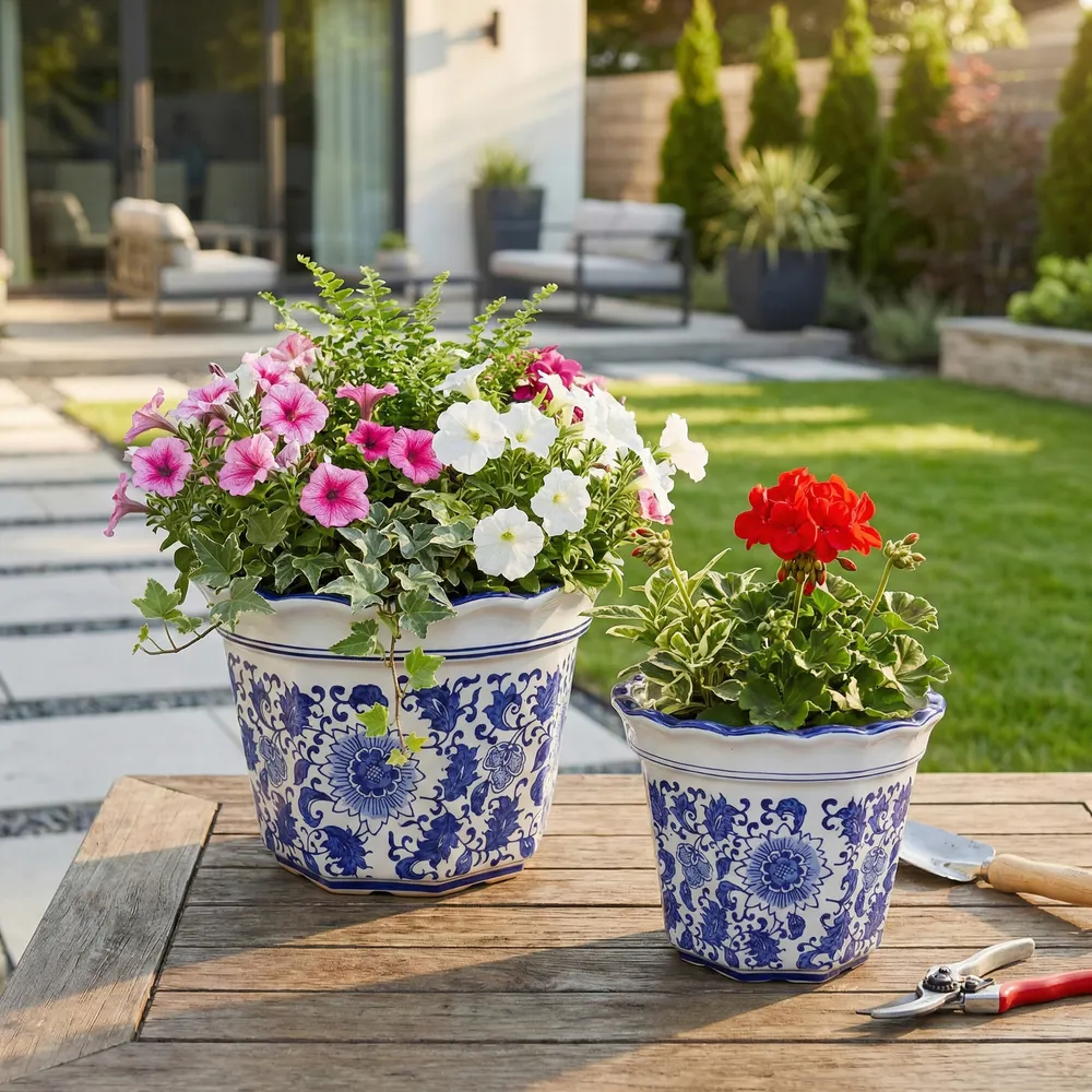 ENOCHFIELD SET OF 2 BLUE PLANTER 9 (IN)