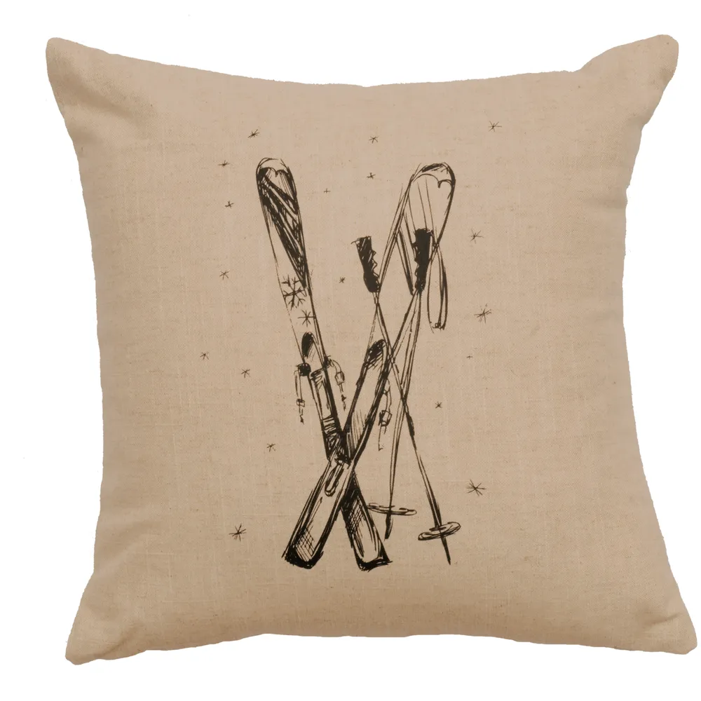 Image Pillow - Ski's - Linen Natural