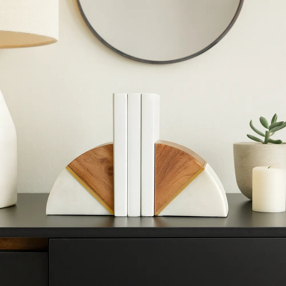 HAMPTONWICK SET OF 2 WHITE BOOKENDS 5 (IN)