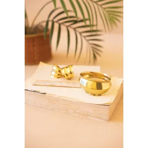 Ridged Gold-Tone Bangle 2