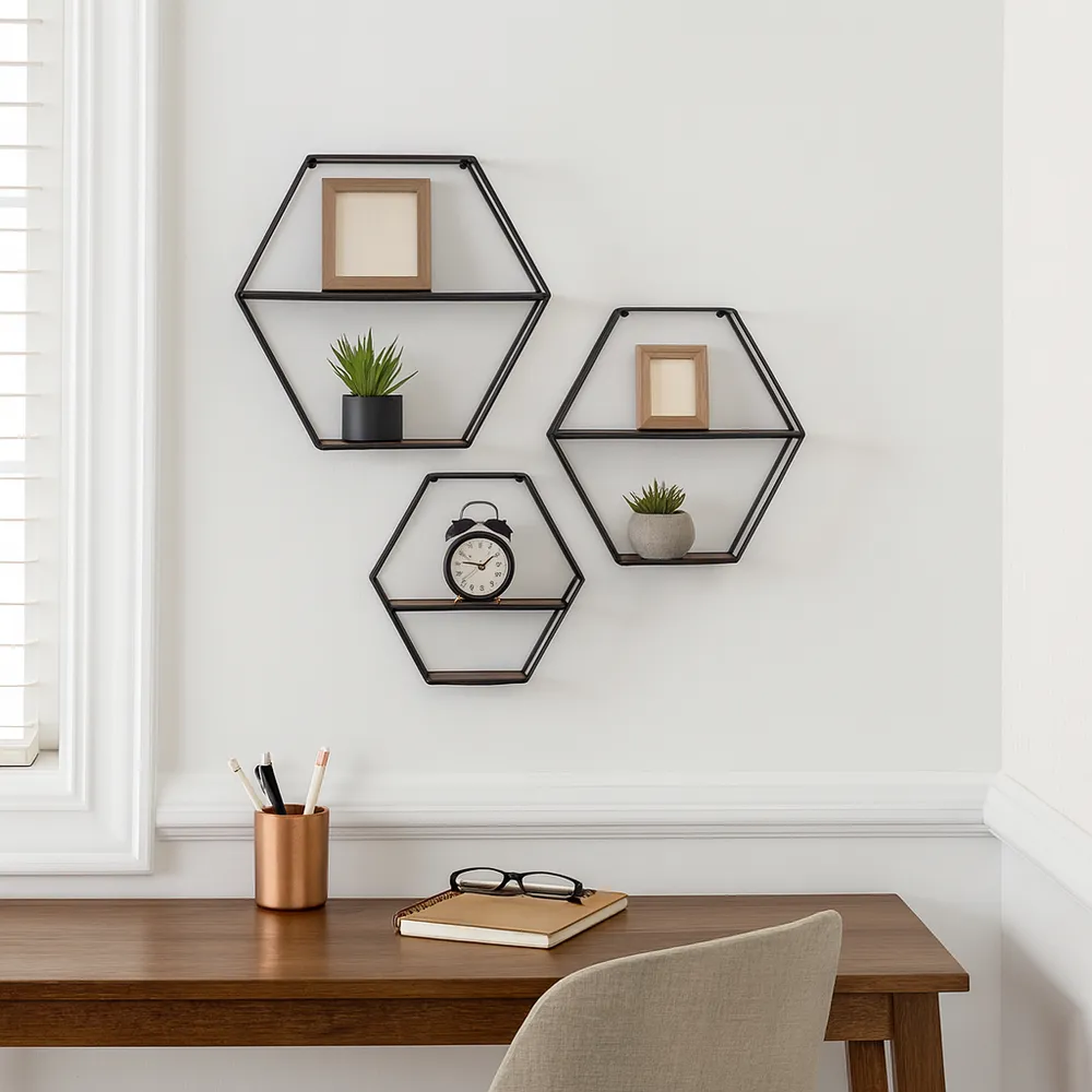 KEATONWOOD SET OF 3 BLACK WALL SHELF 22 (IN)