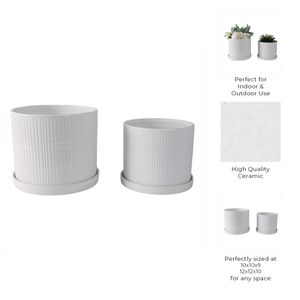 GRAHAMMILL SET OF 2 WHITE PLANTER 10 (IN) 10