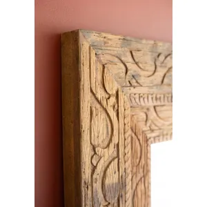 Hand-Carved Recycled Wood Framed Mirror 4