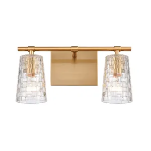 Lightweave 15″ Wide 2-Light Vanity Light - Satin Brass 1
