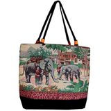 LARGE TOTE W WOVEN HANDLE - SILHOUETTE MOOSE 1