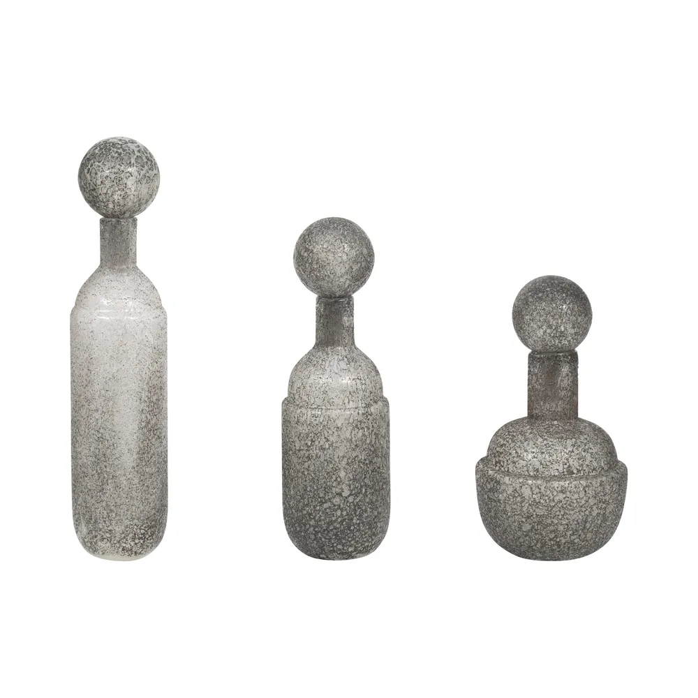 BURTONBURN SET OF 3 GRAY GLASS VASES 18 (IN)