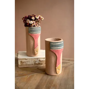 Painted Clay Paint Brush Vase 1