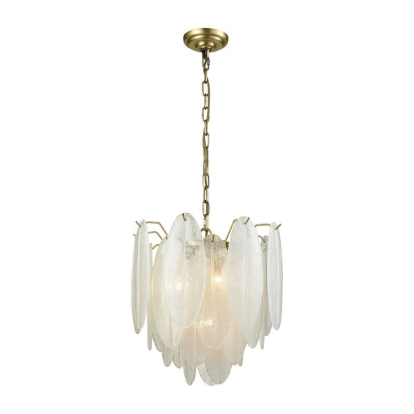 Hush 18'' Wide 4-Light Pendant - Aged Brass with White