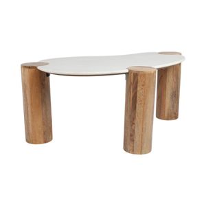 42X18" CURVED COFFEE TABLE, WHITE/NATURAL 3