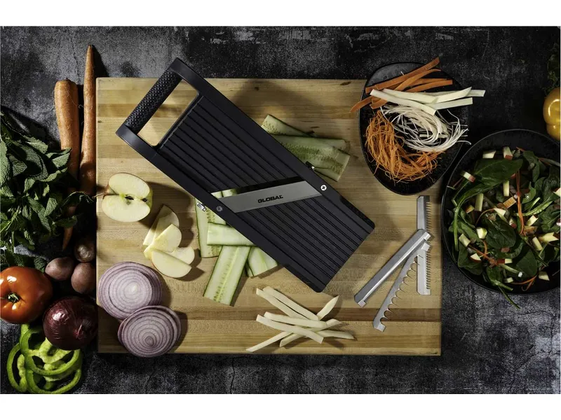 GLOBAL Vegetable Slicer, Extra Large, w/Plastic Blade Case (3 serration blades) 4