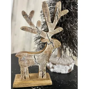 Whitewashed Crackle Deer 10x6in 1