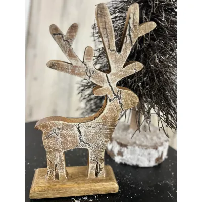 Whitewashed Crackle Deer 10x6in