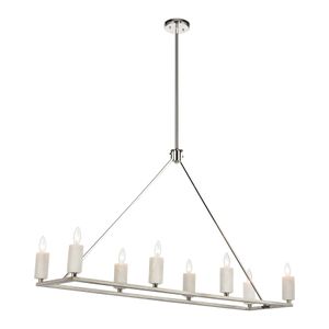 White Stone 48'' Wide 8-Light Linear Chandelier - Polished Nickel 1