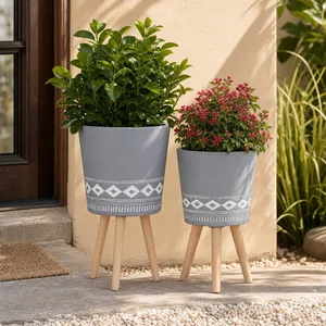 GLASTONCREST SET OF 2 GRAY PLANTER 21 (IN) 12