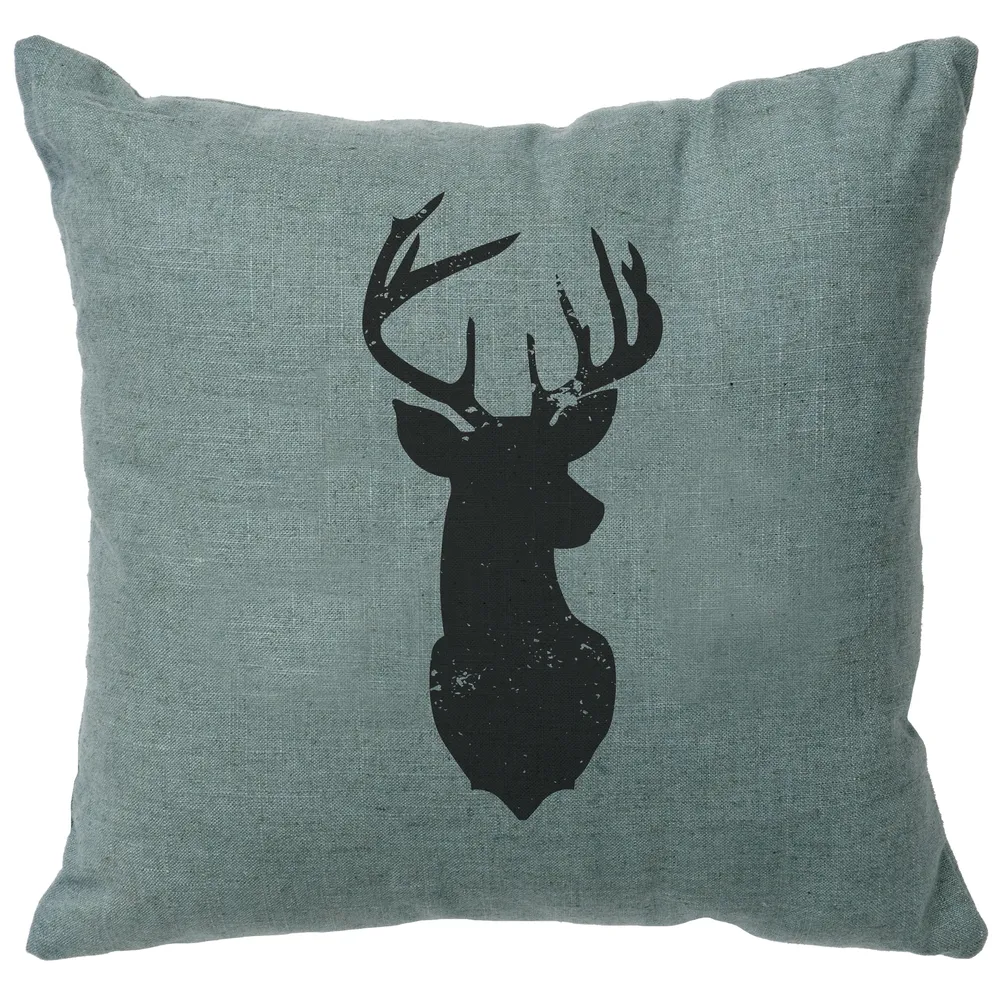 Image Pillow - Deer Silhouette - Linen Ocean