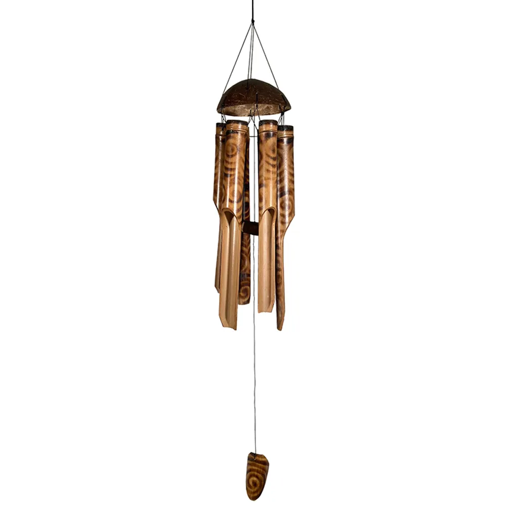 39" BAMBOO STAINED SPIRAL ART WINDCHIME