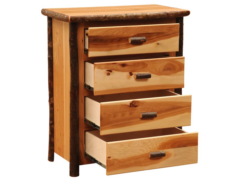 Hickory Log Four Drawer Chest - Natural - Premium Line 3