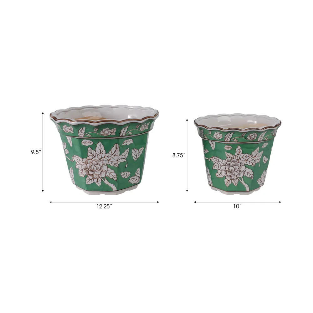 AIDENRIDGE SET OF 2 GREEN PLANTER 10 (IN)