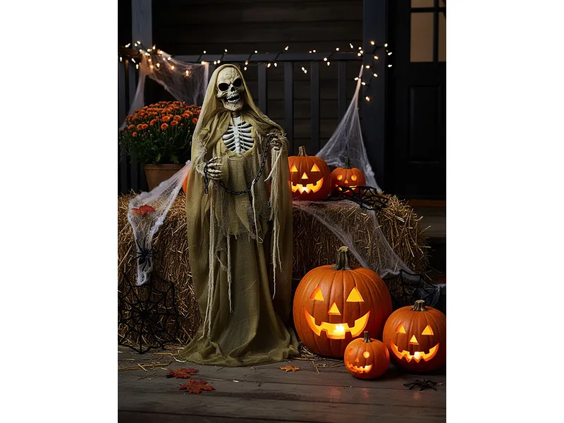 65" Animated Standing Skeleton with Chain 2