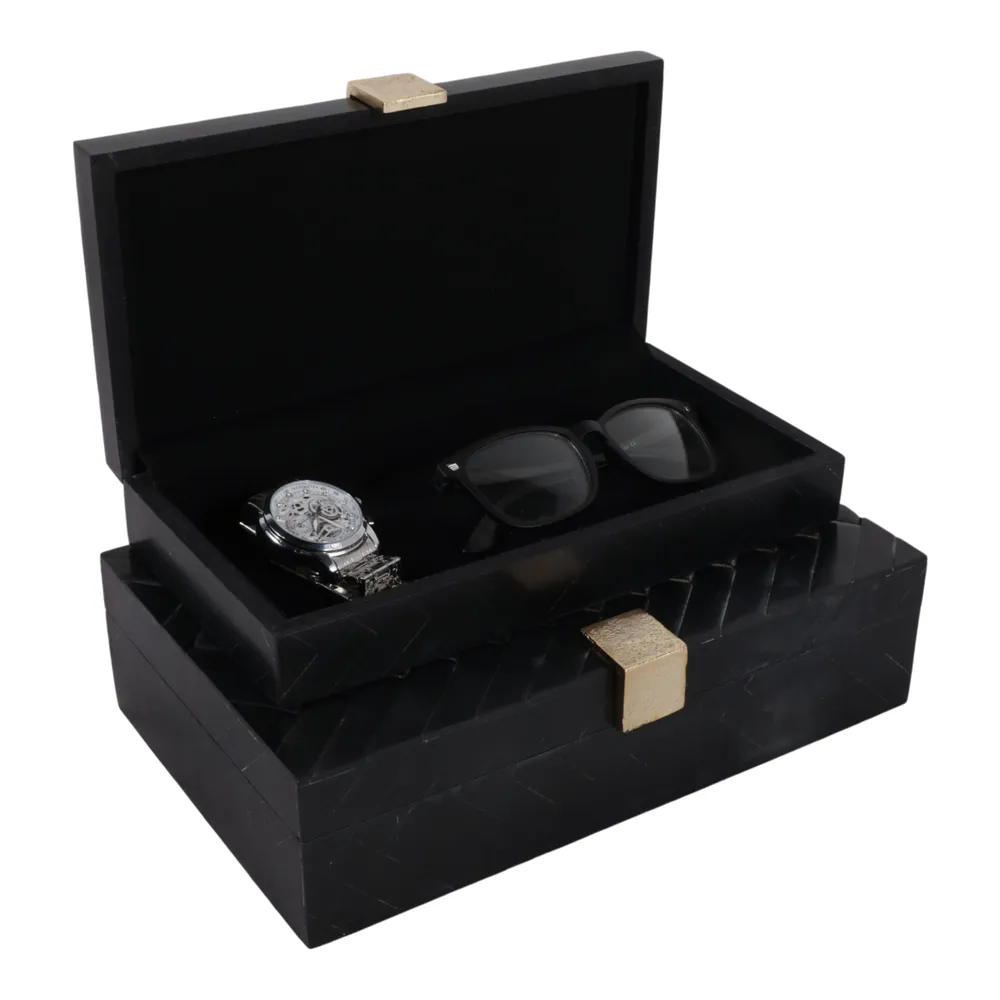 HAZENHOLM SET OF 2 BLACK BOXES 4 (IN)