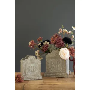 Set of 2 Halloween Cement Rip Vases 5