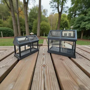Whitewashed Greenhouse Lanterns Set of 2 19in and 14in 1