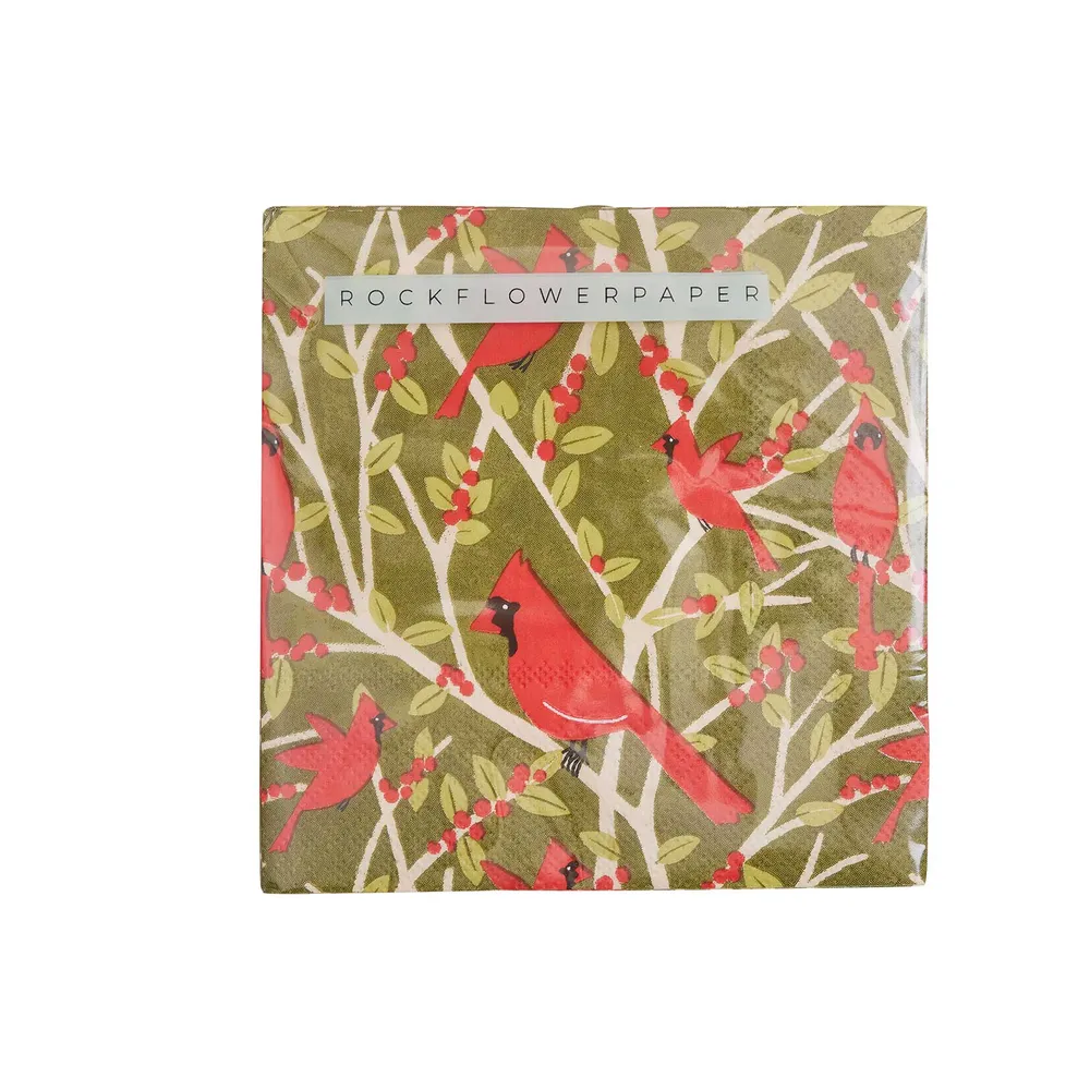 Red Cardinals Paper Cocktail Napkins (Pack of 25)