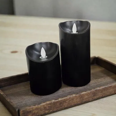 Black Moving Flame LED Candle 3x6in