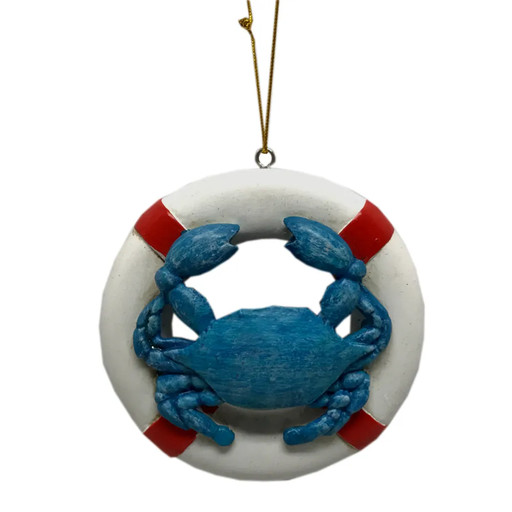 3-1/2" CRAB LIFE RING CHRISTMAS ORNAMENT