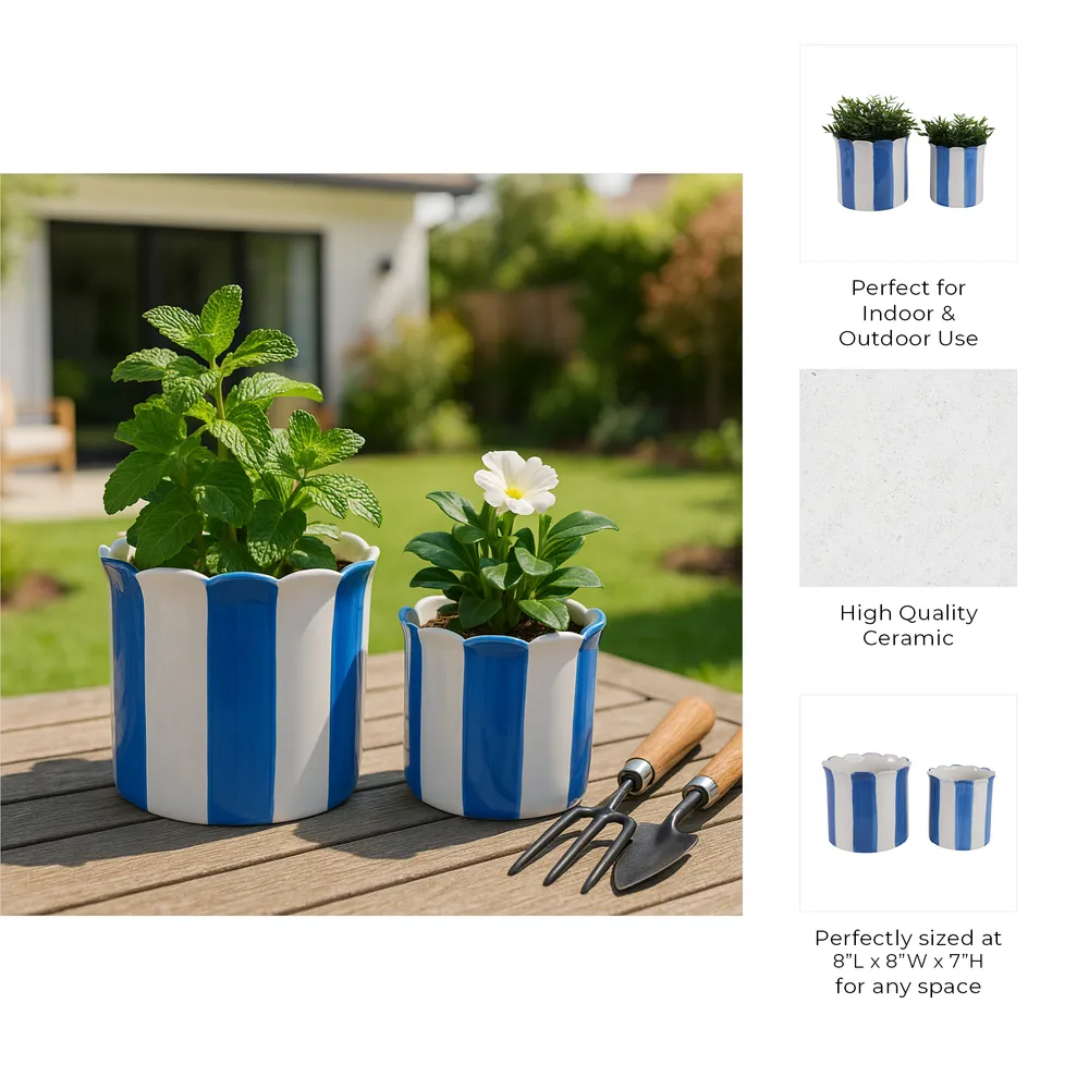 RAFESHAW SET OF 2 BLUE PLANTER 7 (IN)