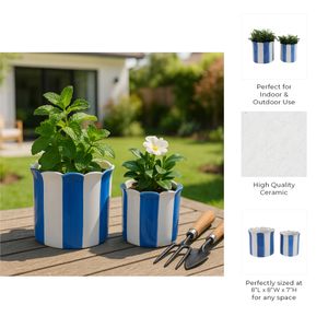 RAFESHAW SET OF 2 BLUE PLANTER 7 (IN) 11