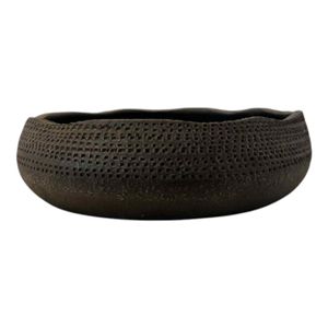 15" PIERCED CLAY BOWL, BROWN 3