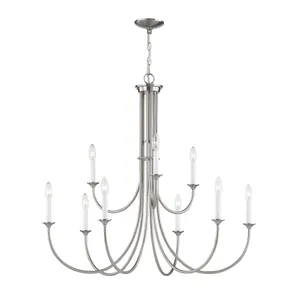 Meadowview 36'' Wide 9-Light Chandelier - Brushed Nickel 1