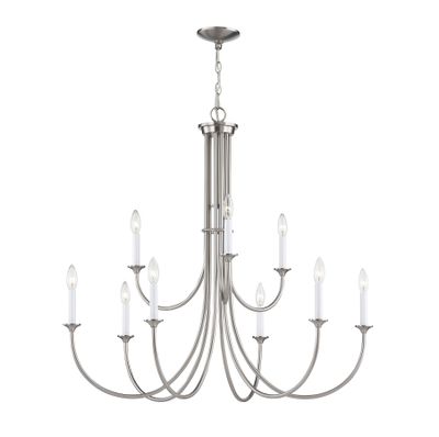 Meadowview 36″ Wide 9-Light Chandelier - Brushed Nickel