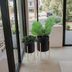 HAYFORDTON SET OF 2 BLACK PLANTER 23 (IN) 11