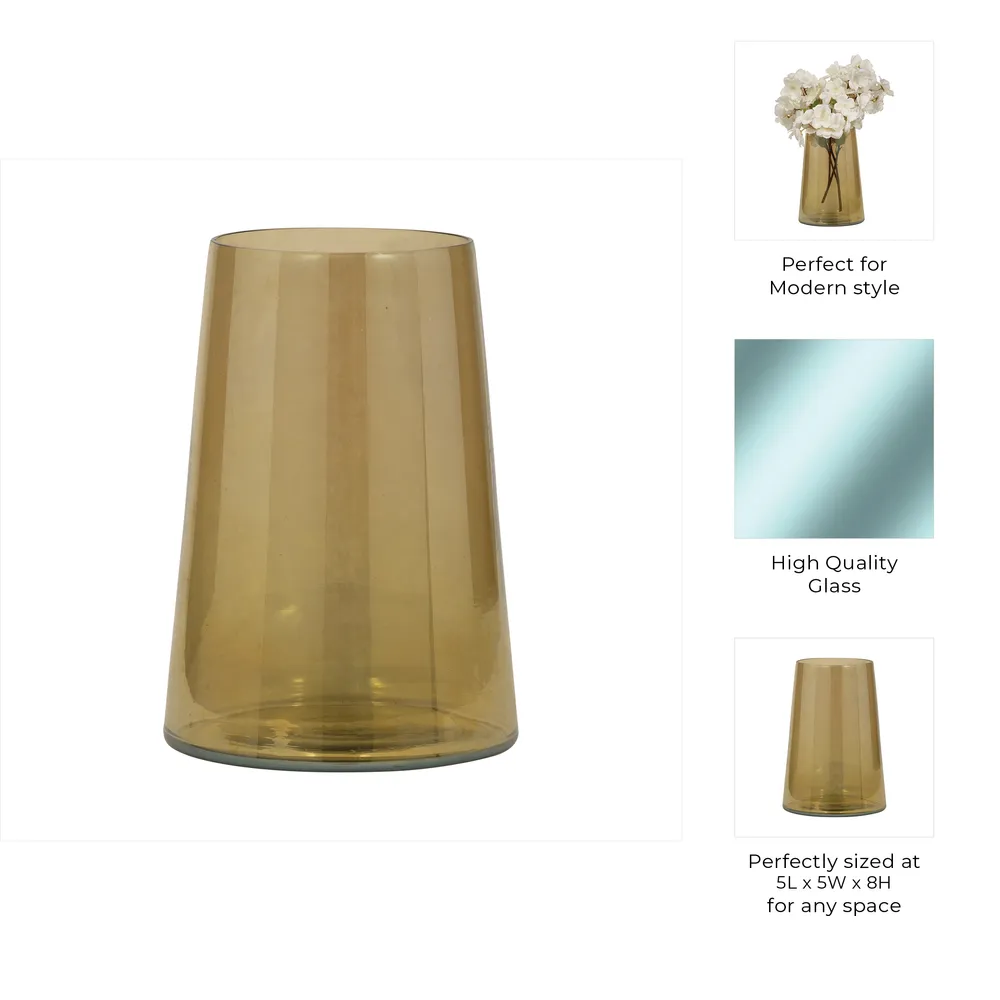 HARLANGROVE GOLD GLASS VASE 8 (IN)