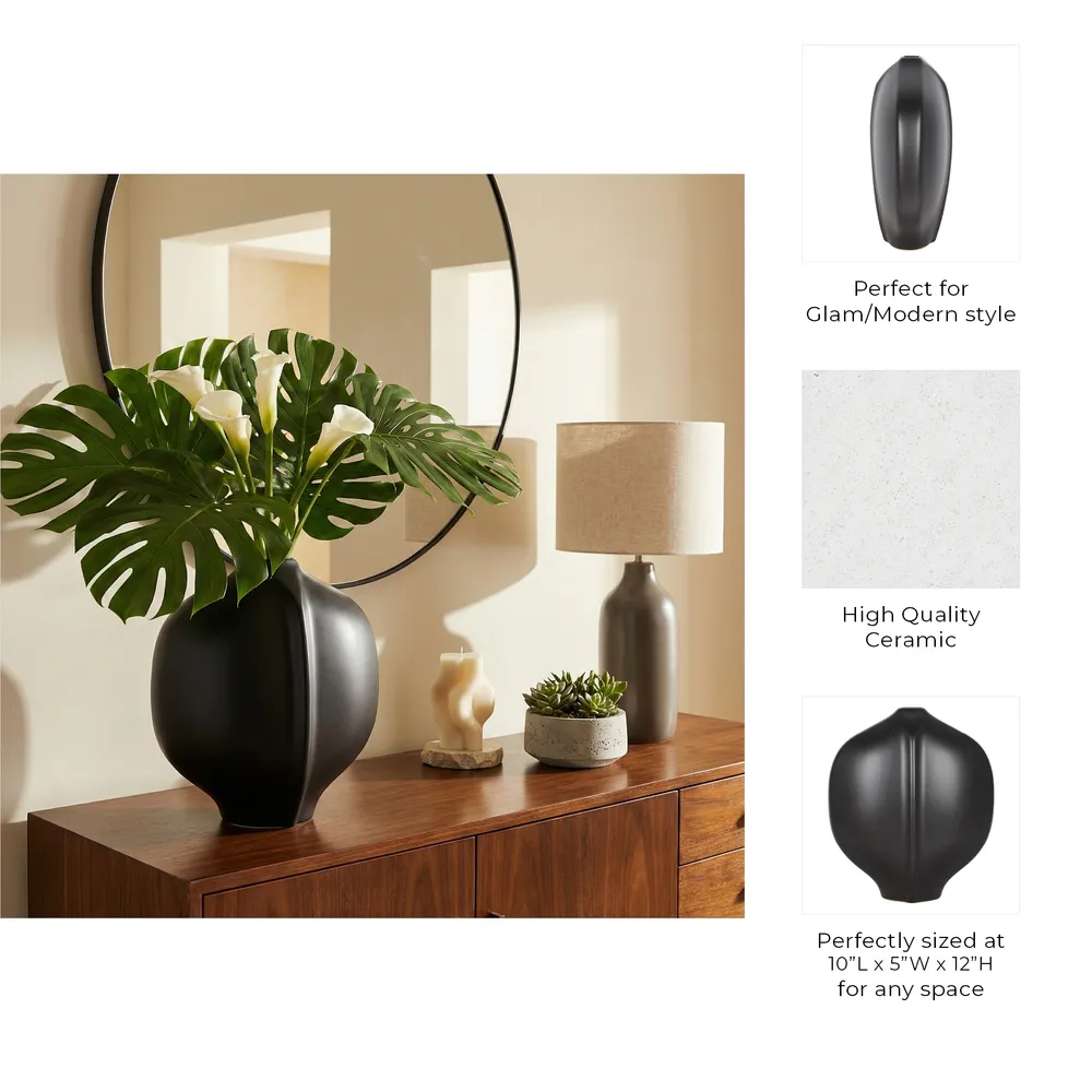 HAYESWOOD BLACK VASE 12 (IN)