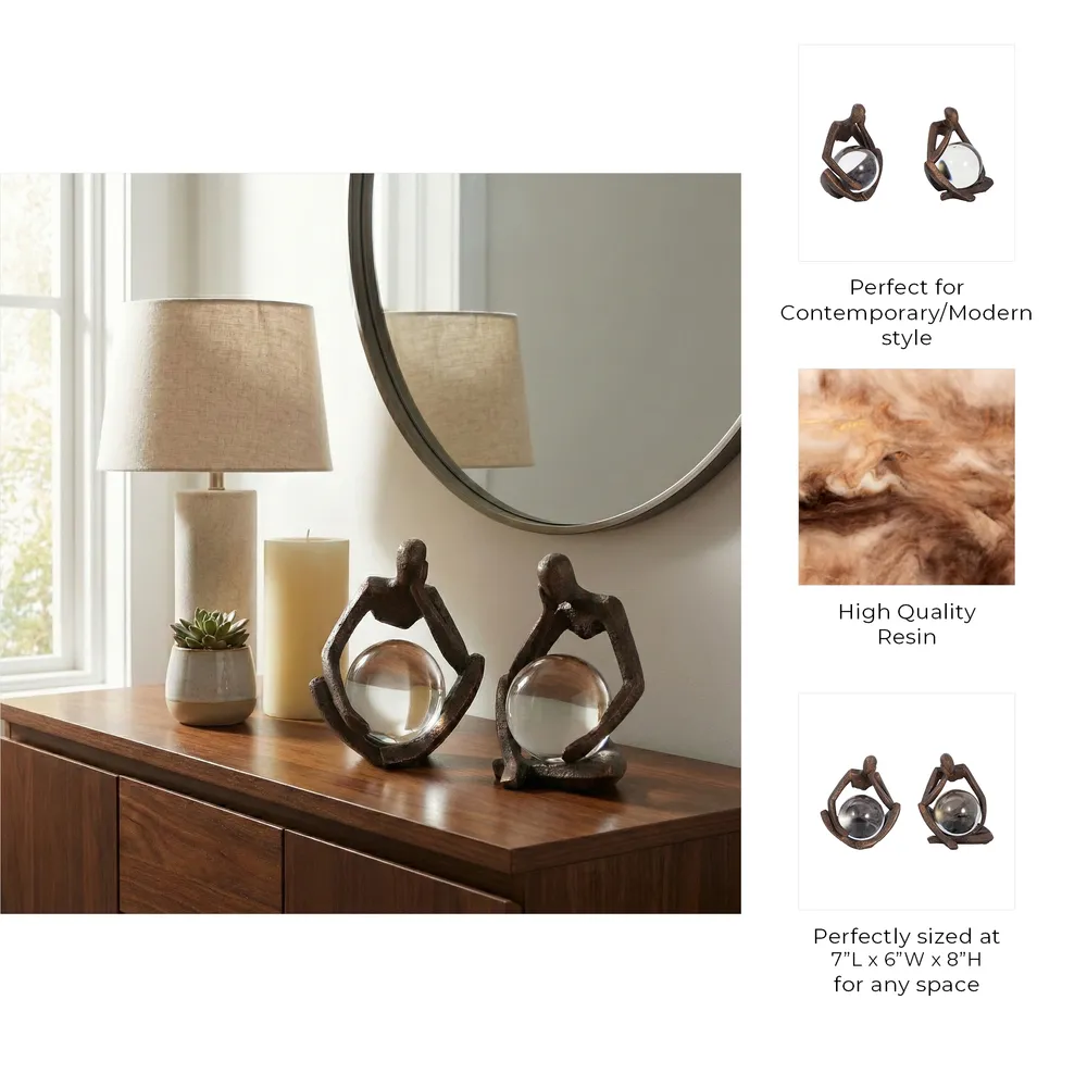 CLIFTONRUN SET OF 2 BLACK ORBS 8 (IN)