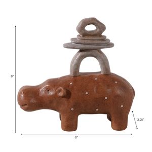 8" HIPPO WITH STACKED STONES, MULTI 9