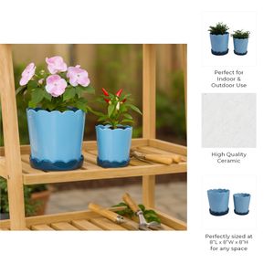 PALMERMORE SET OF 2 BLUE PLANTER 8 (IN) 10