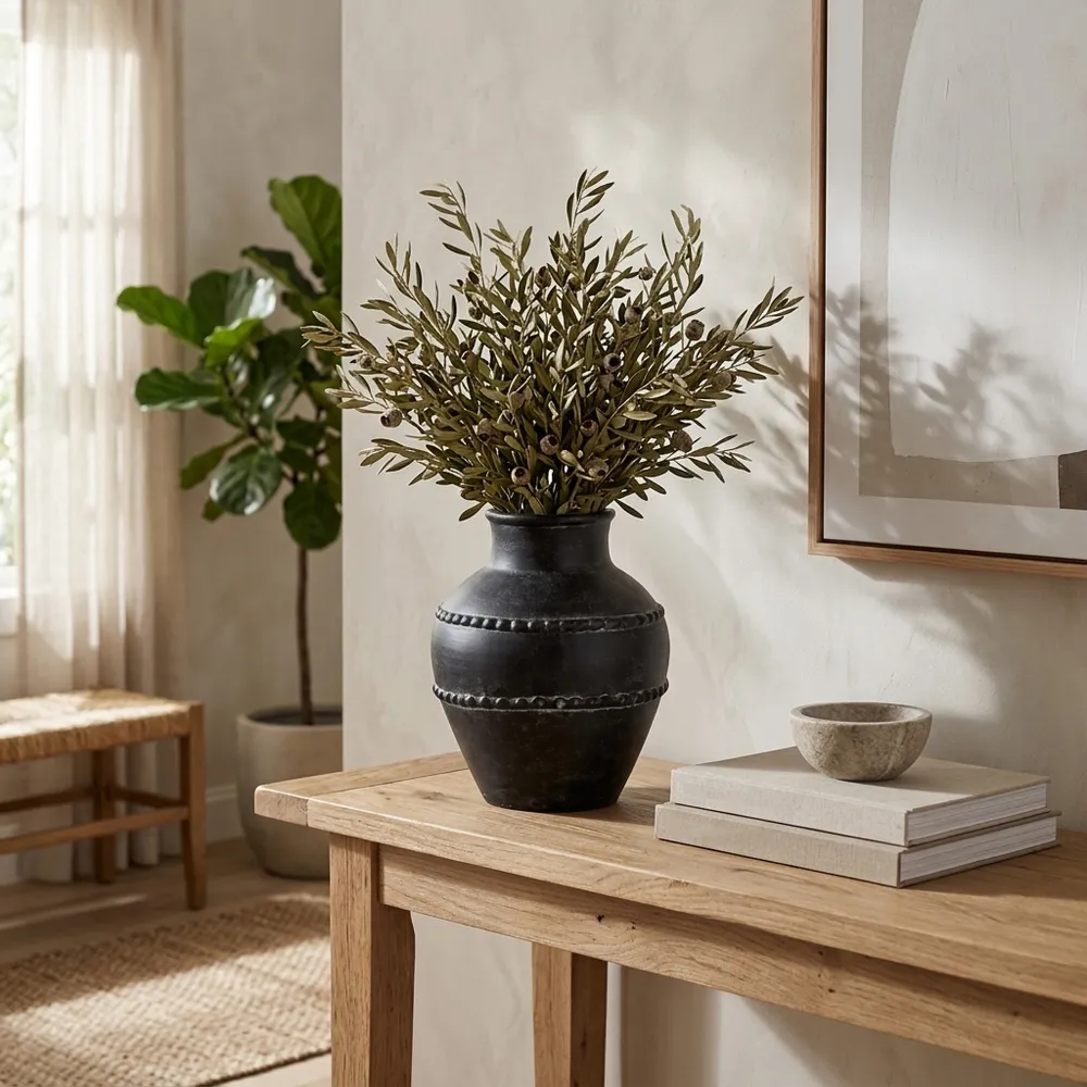 ROSEBEACH BLACK VASE 12 (IN)