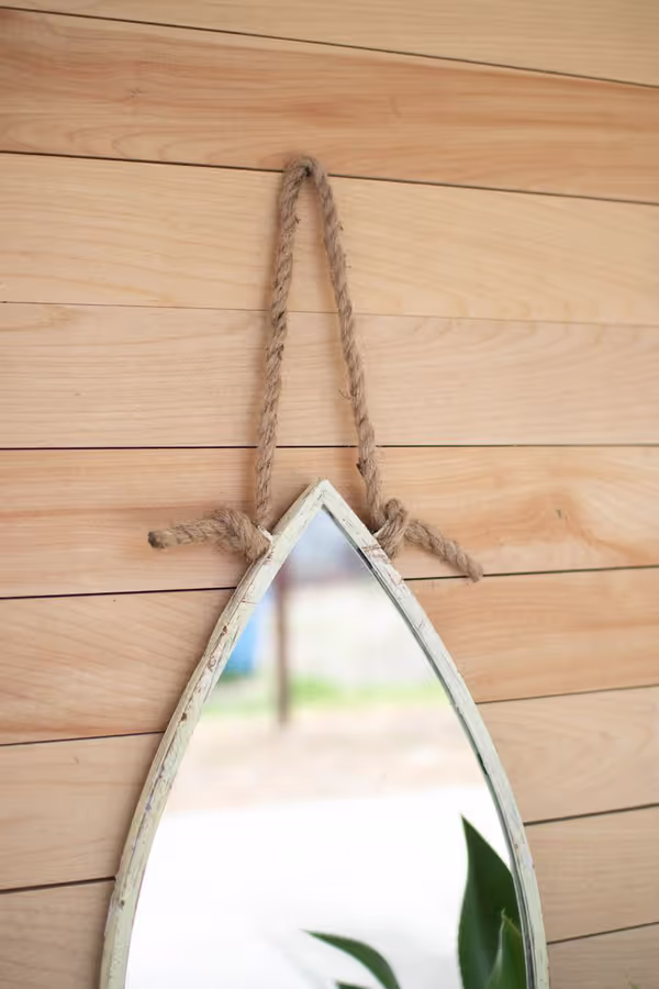 Vertical Fish Mirror with Rope Hanger