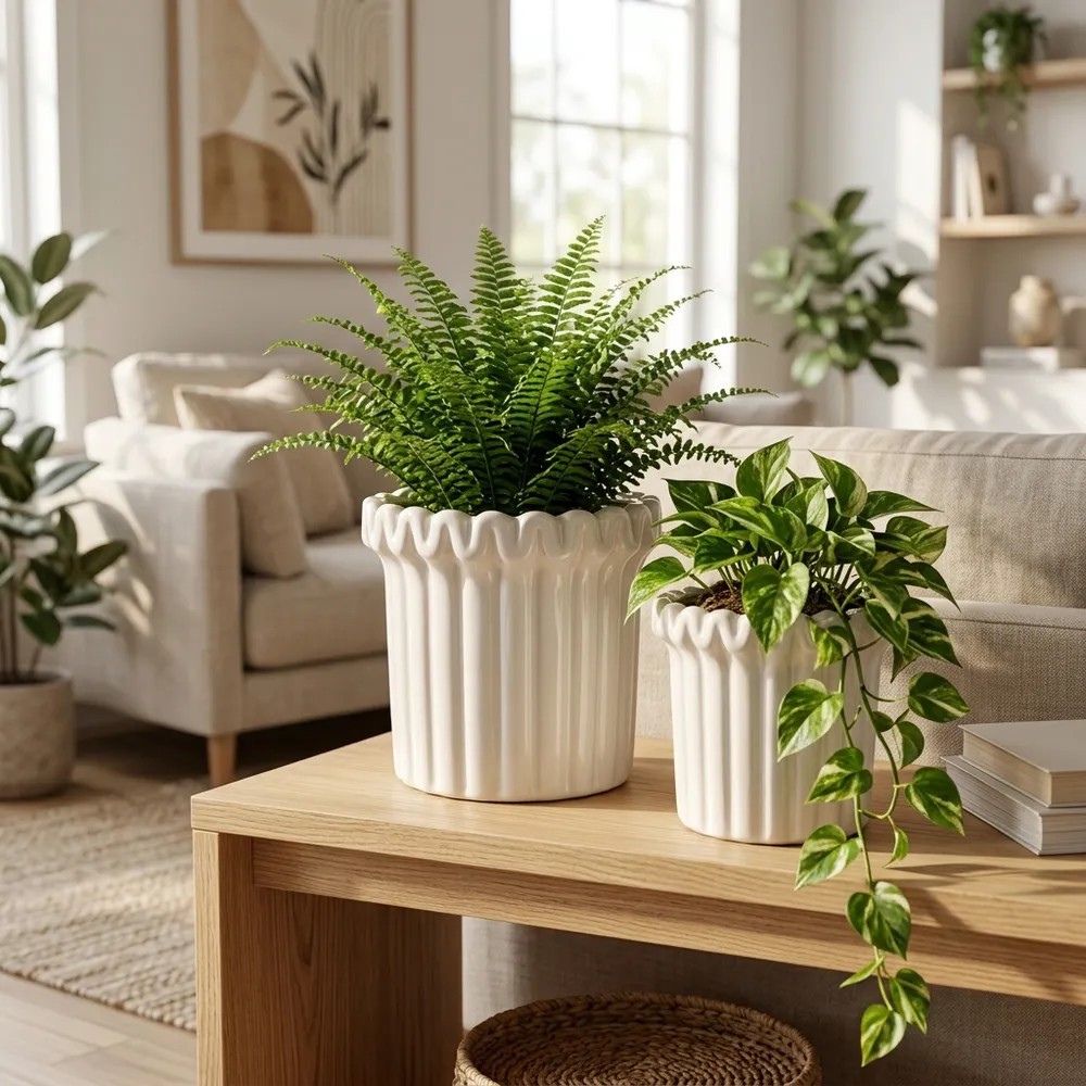 WALTONSTONE SET OF 2 IVORY PLANTER 8 (IN)