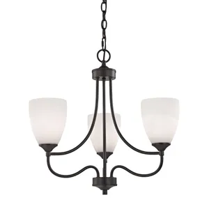 Arlington 22'' Wide 3-Light Chandelier - Oil Rubbed Bronze with White Glass 1